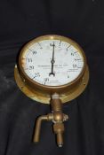 Bundenberg Gauge Co Ltd, Broad Heath, Manchester brass cased pressure gauge measuring vacuum