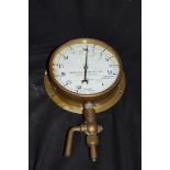 Bundenberg Gauge Co Ltd, Broad Heath, Manchester brass cased pressure gauge measuring vacuum