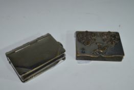 Mixed Lot comprising two antique silver plated vesta cases, one formed as a book bearing