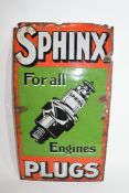 Rare Sphinx plugs pictorial sign with the picture of a spark plug and slogan 'For all engines', 40cm