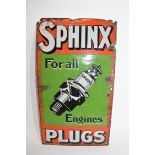 Rare Sphinx plugs pictorial sign with the picture of a spark plug and slogan 'For all engines', 40cm