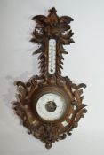 Victorian Black Forest style barometer and thermometer