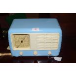 Vintage Ultra T401 radio in light blue Bakelite case