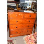 Victorian mahogany chest of two short over three long drawers fitted with turned knob handles and