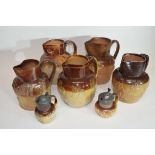 Group of 19th century harvest ware jugs by various manufacturers including Bailey, Fulham and Tom