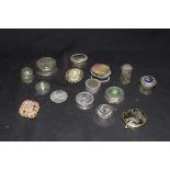 Collection of various white metal and base metal pill boxes to include filigree examples, an example