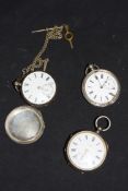 Collection of three silver cased key wind pocket watches comprising example marked "W Robinson,