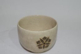 Japanese pottery bowl with floral motifs