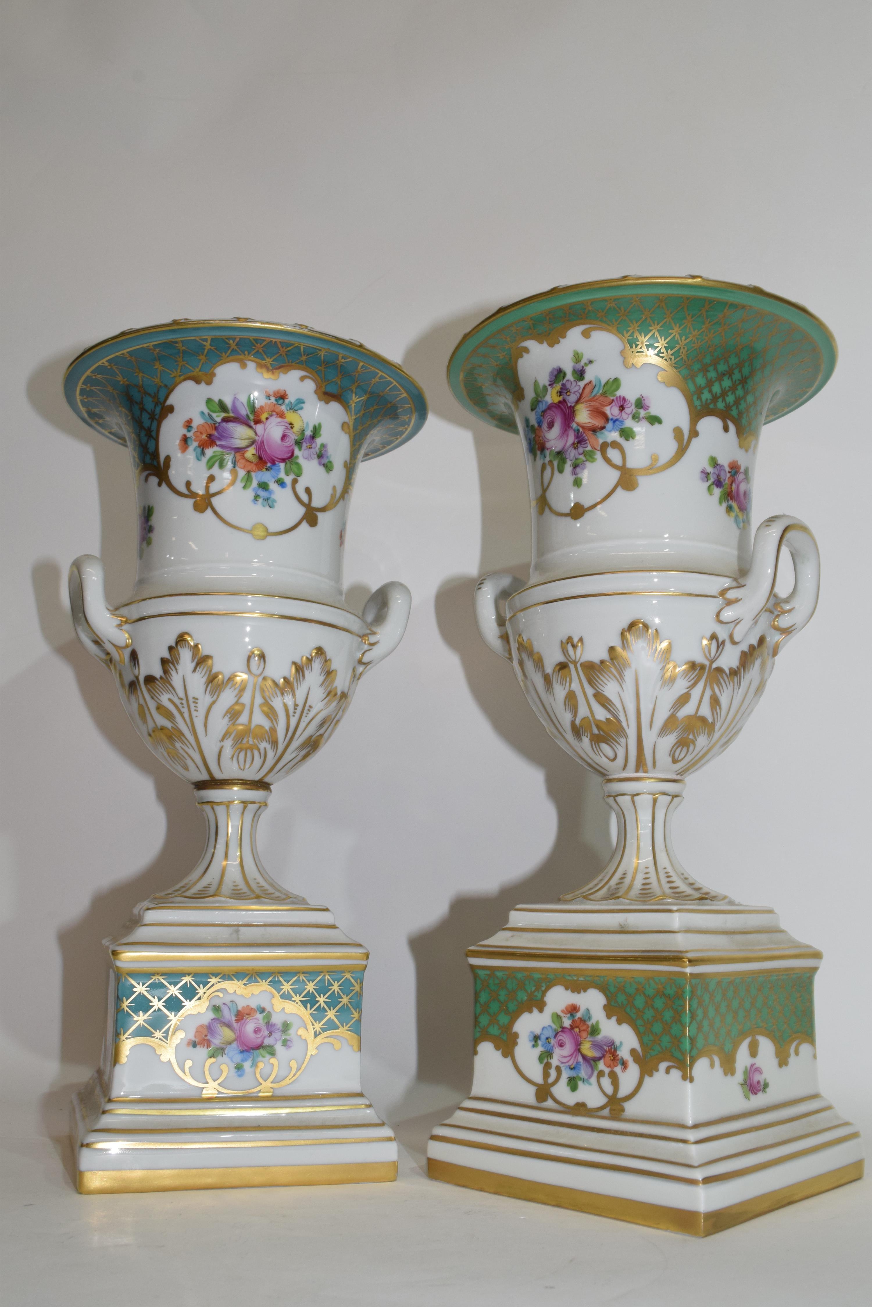Pair of Continental porcelain vases decorated in Meissen style with floral sprays, 30cm high (2) - Image 2 of 3