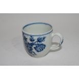 18th century English porcelain cup with printed design in Worcester style, possibly Lowestoft, 6cm