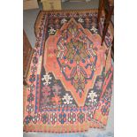 Modern Turkish Kilim decorated with large central medallion, 275 x 185cm, originally from The