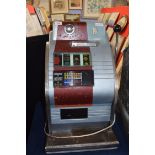 Vintage penny fair one armed bandit fruit machine, 68cm high