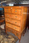 18th century and later walnut chest on stand, the top section with moulded cornice and two short and