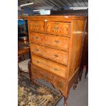 18th century and later walnut chest on stand, the top section with moulded cornice and two short and