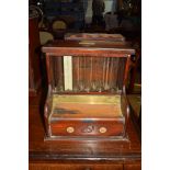 Two antique mahogany framed shop tills, one bearing trade label for Page & Pratt, Ludgate Circus