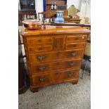 MAHOGANY VENEERED MOCK CHEST TV CABINET WITH UP AND OVER FRONT, 88CM WIDE