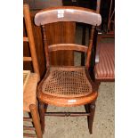 SINGLE VICTORIAN BEECHWOOD FRAMED CANE SEATED BEDROOM CHAIR