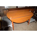 TEAK EFFECT DROP LEAF KITCHEN TABLE, 202CM WIDE