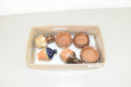 COLLECTION OF ROYAL DOULTON AND DOULTON LAMBETH STONEWARE CONDIMENT POTS AND SMALL VASE