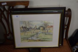 RON NEWSTEAD, PEACOCK HOUSE, OLD BEETLEY, WATERCOLOUR, TOGETHER WITH M PORTER, STUDY OF A VILLAGE