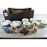 QTY OF ROYAL DOULTON MOWBRAY PATTERN CUPS AND SAUCERS TOGETHER WITH TWO ROYAL ALBERT BEATRIX