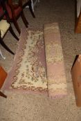 WOOL FLOOR RUG WITH FLORAL DECORATION AND PINK BORDER, 136CM WIDE