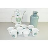 RETRO MEAKIN COFFEE SET TOGETHER WITH A FURTHER BALUSTER VASE