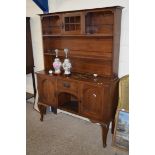 LATE 19TH CENTURY OAK SIDEBOARD WITH ARTS & CRAFTS INFLUENCE STYLE, SHELVED BACK AND BASE WITH TWO