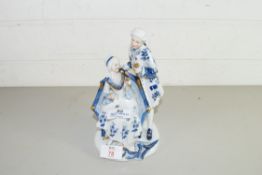 MODERN CONTINENTAL BLUE AND WHITE FIGURE GROUP
