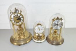 THREE ANNIVERSARY MANTEL CLOCKS WITH DOMED COVERS
