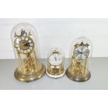 THREE ANNIVERSARY MANTEL CLOCKS WITH DOMED COVERS