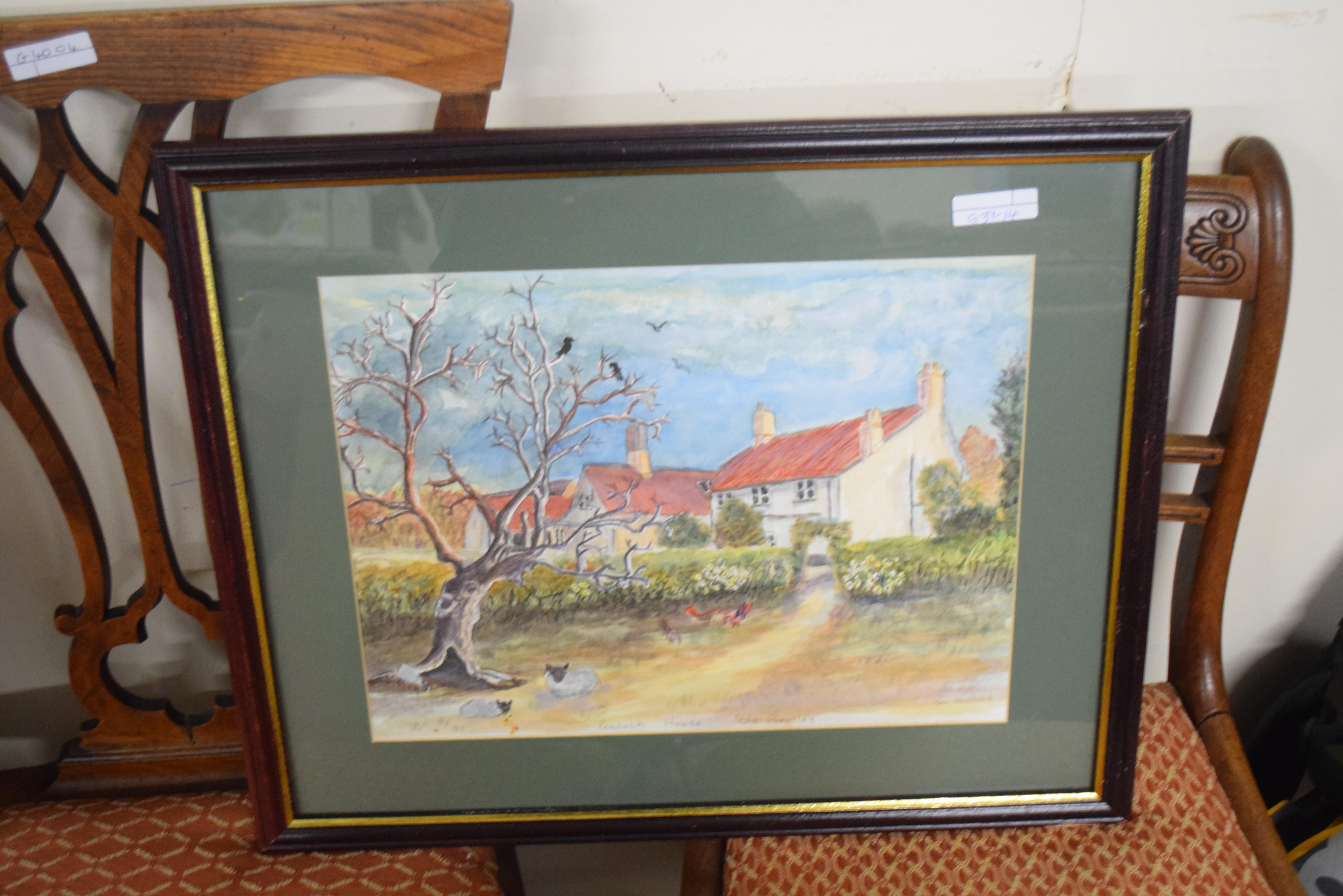 RON NEWSTEAD, PEACOCK HOUSE, OLD BEETLEY, WATERCOLOUR, TOGETHER WITH M PORTER, STUDY OF A VILLAGE - Image 2 of 2