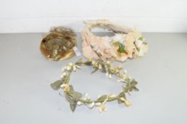 THREE VINTAGE FLORAL DECORATED HAIR PIECES