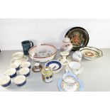 MIXED LOT OF CERAMICS TO INCLUDE 20TH CENTURY NYMPHENBURG CUP AND SAUCER, GRINDLEY COFFEE CUPS AND