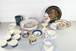 MIXED LOT OF CERAMICS TO INCLUDE 20TH CENTURY NYMPHENBURG CUP AND SAUCER, GRINDLEY COFFEE CUPS AND