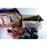 LAWN BOWLS, SHOES AND BAG