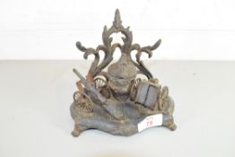 VICTORIAN SPELTER DESK STAND WITH CANNON DETAIL
