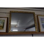 MODERN GILT FRAMED WALL MIRROR 62CM WIDE