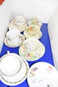 MIXED LOT OF CERAMICS TO INCLUDE CROWN STAFFORDSHIRE TEA WARES, RIDGWAYS TEA WARES, ROYAL ALBERT