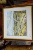 GROUP OF THREE COLOURED PRINTS AND A SMALL WATERCOLOUR BY CYRIL BAKER, ALL F/G, LARGEST 37CM WIDE (