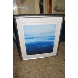 COLOURED PRINT SKYSCAPE, SILVER FINISH FRAME, 72CM HIGH