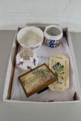 BOX OF MIXED ITEMS TO INCLUDE AN AYNSLEY BOWL, A KAISER MALMO PATTERN SMALL SUGAR BASIN, SMALL