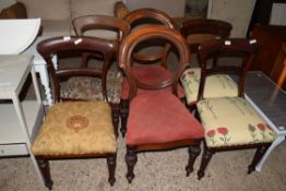 SIX VICTORIAN MAHOGANY DINING CHAIRS OF VARIOUS DESIGNS