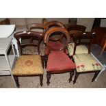 SIX VICTORIAN MAHOGANY DINING CHAIRS OF VARIOUS DESIGNS