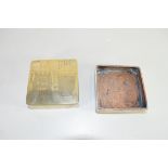 TWO CHINESE BRASS CALIGRAPHY BOXES OF SQUARE FORM