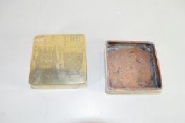 TWO CHINESE BRASS CALIGRAPHY BOXES OF SQUARE FORM