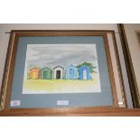 MIKE DOLLING, STUDY OF SOUTHWOLD BEACH HUT, TOGETHER WITH HAZEL RUSH, ST PETER & ST PAULS CHURCH,