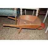 CHILD'S WOODEN WHEELBARROW, 52CM LONG