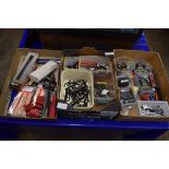 THREE BOXES CONTAINING DRILL BITS, ALLEN KEYS, SMALL SPANNERS ETC