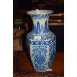 CHINESE BLUE AND WHITE HEXAGONAL VASE, 40CM HIGH